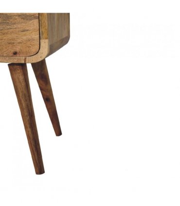Artisan Furniture Solid Wood Mini Oak-ish Curved Bedside, 2 Drawers, Brown