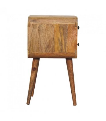 Artisan Furniture Solid Wood Mini Oak-ish Curved Bedside, 2 Drawers, Brown