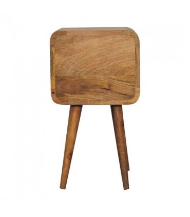 Artisan Furniture Solid Wood Mini Oak-ish Curved Bedside, 2 Drawers, Brown