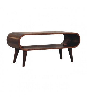 Artisan Furniture Solid Wood Amaya Nordic Style Coffee Table, 1 Open Slot, Dark Brown