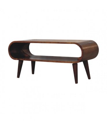 Artisan Furniture Solid Wood Amaya Nordic Style Coffee Table, 1 Open Slot, Dark Brown