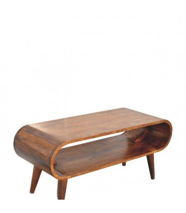 Artisan Furniture Solid Wood Amaya Nordic Style Coffee Table, 1 Open Slot, Dark Brown