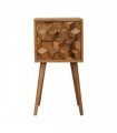 Artisan Furniture Solid Wood Mini Cube Carved 2 Drawer Bedside, Brown Color