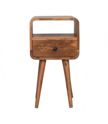 Artisan Furniture Solid Wood Mini Oakish Curve Open Bedside, 1 Drawer, 1 Open Slot