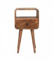 Artisan Furniture Solid Wood Mini Oakish Curve Open Bedside, 1 Drawer, 1 Open Slot