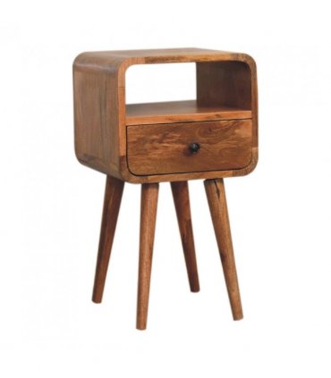 Artisan Furniture Solid Wood Mini Oakish Curve Open Bedside, 1 Drawer, 1 Open Slot