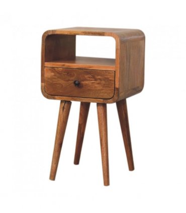 Artisan Furniture Solid Wood Mini Oakish Curve Open Bedside, 1 Drawer, 1 Open Slot