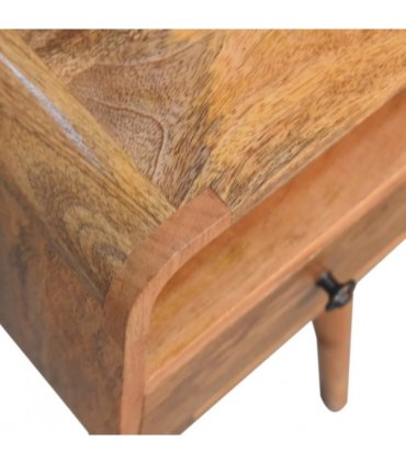 Artisan Furniture Solid Wood Mini Oakish Curve Open Bedside, 1 Drawer, 1 Open Slot