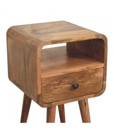 Artisan Furniture Solid Wood Mini Oakish Curve Open Bedside, 1 Drawer, 1 Open Slot