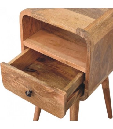 Artisan Furniture Solid Wood Mini Oakish Curve Open Bedside, 1 Drawer, 1 Open Slot
