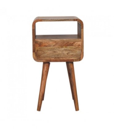 Artisan Furniture Solid Wood Mini Oakish Curve Open Bedside, 1 Drawer, 1 Open Slot