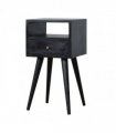 Artisan Furniture Solid Wood Mini Ash Black Bedside, Black, 1Drawer