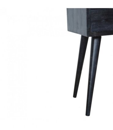 Artisan Furniture Solid Wood Mini Ash Black Bedside, Black, 1Drawer