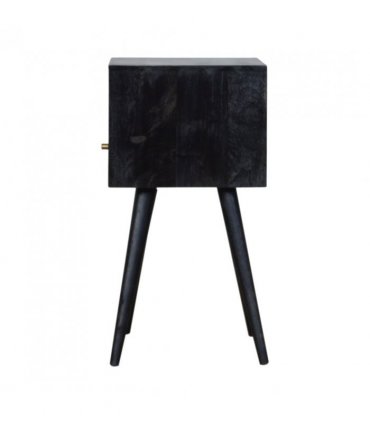 Artisan Furniture Solid Wood Mini Ash Black Bedside, Black, 1Drawer