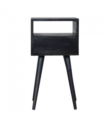 Artisan Furniture Solid Wood Mini Ash Black Bedside, Black, 1Drawer