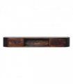 Artisan Furniture Solid Wood Lunar 2 Drawer Wall Mounted Console, 1 Open Slot, Dark Brown