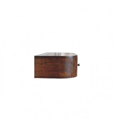 Artisan Furniture Solid Wood Lunar 2 Drawer Wall Mounted Console, 1 Open Slot, Dark Brown