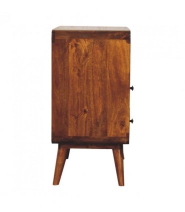 Artisan Furniture Solid Wood Curved Nordic Charm Chest, 2 Drawers, 1 Shelf, Dark Brown