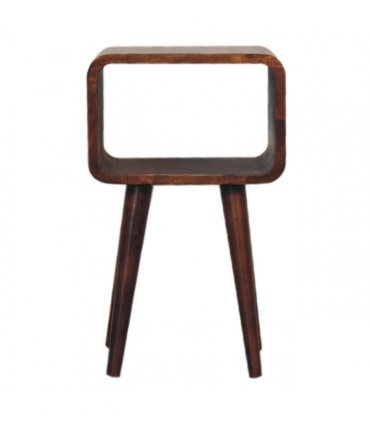 Artisan Furniture Solid Wood Mini Chestnut Curved Open Bedside, Brown, 1 Open Slot