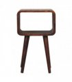 Artisan Furniture Solid Wood Mini Chestnut Curved Open Bedside, Brown, 1 Open Slot