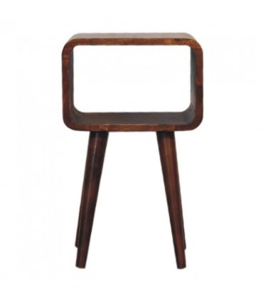 Artisan Furniture Solid Wood Mini Chestnut Curved Open Bedside, Brown, 1 Open Slot