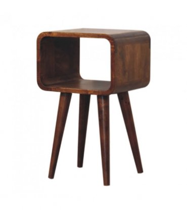Artisan Furniture Solid Wood Mini Chestnut Curved Open Bedside, Brown, 1 Open Slot