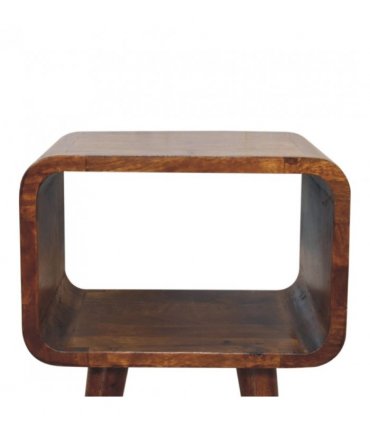 Artisan Furniture Solid Wood Mini Chestnut Curved Open Bedside, Brown, 1 Open Slot