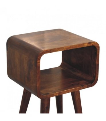 Artisan Furniture Solid Wood Mini Chestnut Curved Open Bedside, Brown, 1 Open Slot