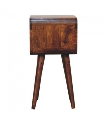 Artisan Furniture Solid Wood Mini Chestnut Curved Open Bedside, Brown, 1 Open Slot