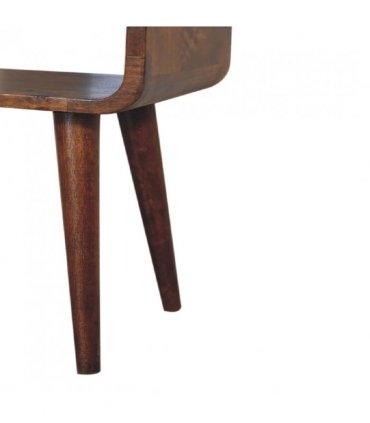 Artisan Furniture Solid Wood Mini Chestnut Curved Open Bedside, Brown, 1 Open Slot