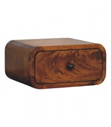 Artisan Furniture Solid Wood Avora Mini Wall-Mounted Chestnut 1 Drawer Nightstand, Dark Brown