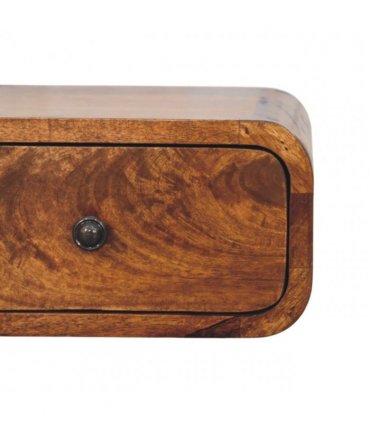 Artisan Furniture Solid Wood Avora Mini Wall-Mounted Chestnut 1 Drawer Nightstand, Dark Brown