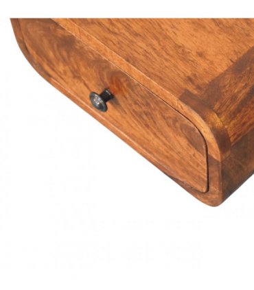 Artisan Furniture Solid Wood Avora Mini Wall-Mounted Chestnut 1 Drawer Nightstand, Dark Brown