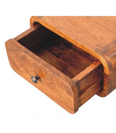 Artisan Furniture Solid Wood Avora Mini Wall-Mounted Chestnut 1 Drawer Nightstand, Dark Brown