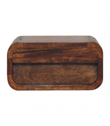 Artisan Furniture Solid Wood Avora Mini Wall-Mounted Chestnut 1 Drawer Nightstand, Dark Brown
