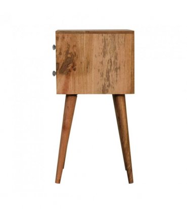 Artisan Furniture Solid Wood Mini Bone Inlay 2 Drawer Bedside, Brown And Black