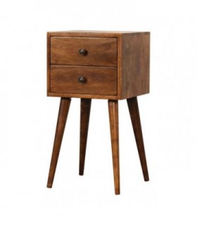 Artisan Furniture Solid Wood Mini 2 Drawer Chestnut Bedside, Dark Brown