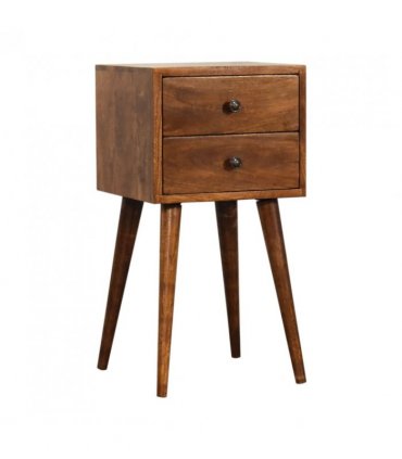 Artisan Furniture Solid Wood Mini 2 Drawer Chestnut Bedside, Dark Brown