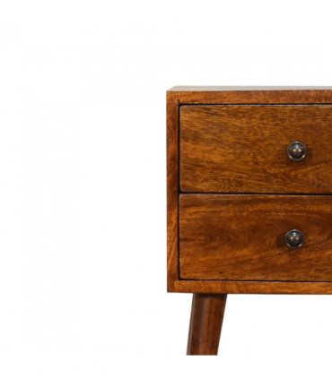 Artisan Furniture Solid Wood Mini 2 Drawer Chestnut Bedside, Dark Brown