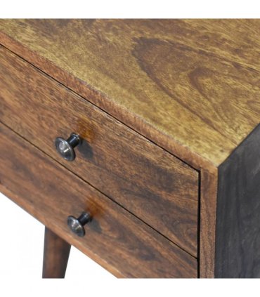 Artisan Furniture Solid Wood Mini 2 Drawer Chestnut Bedside, Dark Brown
