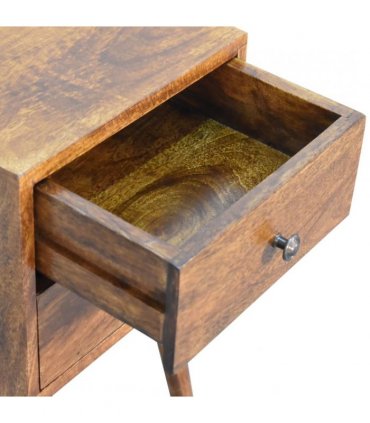 Artisan Furniture Solid Wood Mini 2 Drawer Chestnut Bedside, Dark Brown