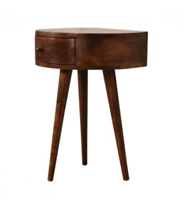 Artisan Furniture Solid Wood Chestnut Semi Circle Bedside, Dark Brown, 1 Drawer