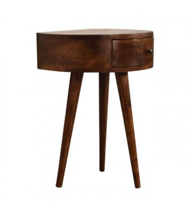 Artisan Furniture Solid Wood Chestnut Semi Circle Bedside, Dark Brown, 1 Drawer