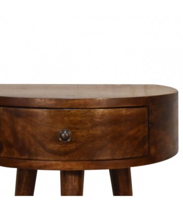 Artisan Furniture Solid Wood Chestnut Semi Circle Bedside, Dark Brown, 1 Drawer