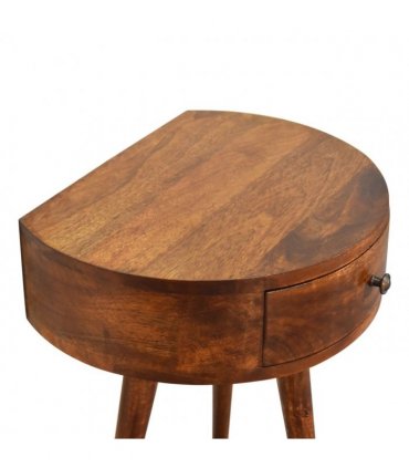 Artisan Furniture Solid Wood Chestnut Semi Circle Bedside, Dark Brown, 1 Drawer