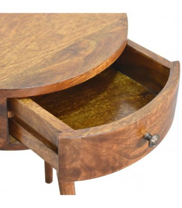 Artisan Furniture Solid Wood Chestnut Semi Circle Bedside, Dark Brown, 1 Drawer