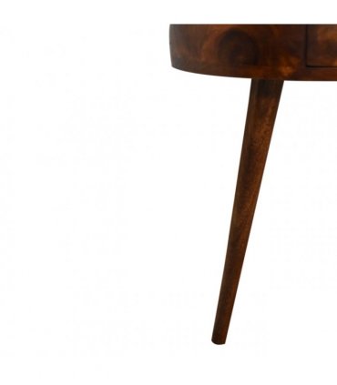 Artisan Furniture Solid Wood Chestnut Semi Circle Bedside, Dark Brown, 1 Drawer