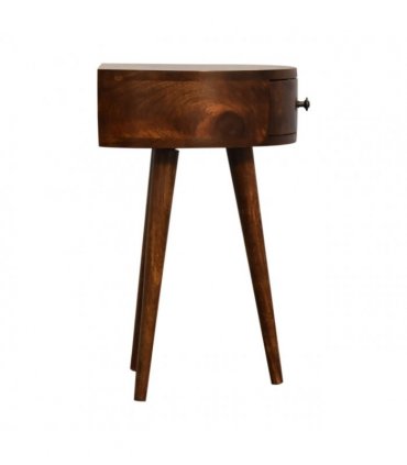 Artisan Furniture Solid Wood Chestnut Semi Circle Bedside, Dark Brown, 1 Drawer
