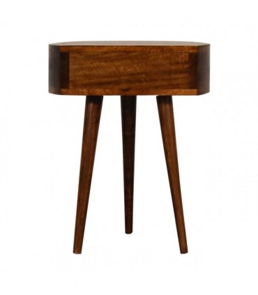 Artisan Furniture Solid Wood Chestnut Semi Circle Bedside, Dark Brown, 1 Drawer