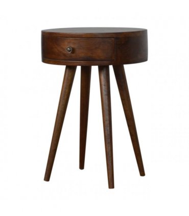 Artisan Furniture Solid Wood Nordic Chestnut Circular Bedside, Brown, 1 Drawer